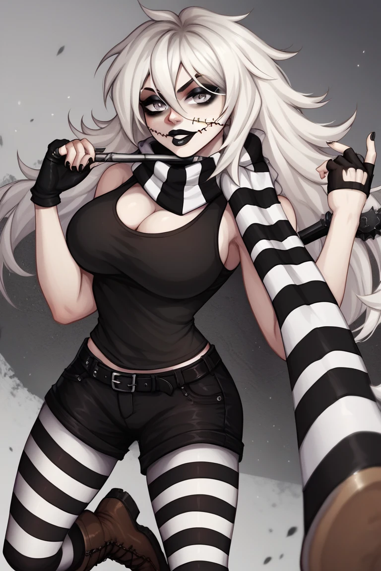 ((Girl smoking cigarette、Black hoodie、White panties)), scribble, nightmare, Doll-like face, Manga style, rough sketch, , (masterpiece), (High resolution), (Very delicate), (clear), Comic style illustration,(Horror elements), Japanese painting illustration, whole body,(snap shot),crazy illustration, antique, Dark atmosphere, Flat Illustration, Creepy Appearance, Characteristic hairstyle, creative accessories, Unique atmosphere、Cute Smile