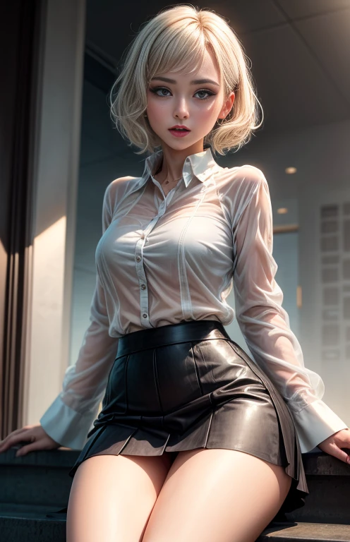 (line art:1.5), sexy russian girl secretary, (gradient black to silver hair), braid, elf, smug, pale skin, pointed ears, stylized 50's pinup:0.4, pencil skirt, (over sized shirt, open blouse), bra, cleavage, normal breasts, stockings, jewelry, choker, leaning forward, perspective, sexy, seductive, lingerie, in fantasy bedroom, (beautiful eyes, eye shadow), dynamic pose, gorgeous, stunning, perfect lighting, perfect shading, subsurface scattering, volumetric lighting, realistic fabric texture, realistic skin texture, masterpiece, (photorealistic:1.5)
((art by Adi Granov,))
(masterpiece, award winning, best quality:1.3), <lora:LowRA_v20:0.66>
