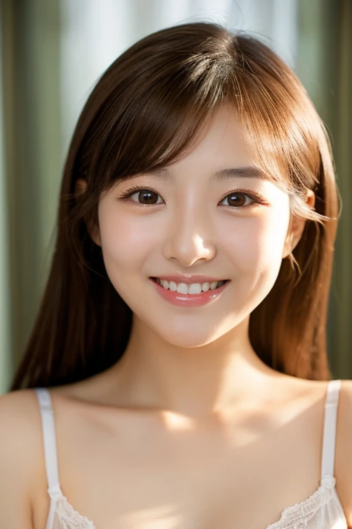 young japanese woman, 30 generations, white background, Simple background, white-brown hair, thin, 4K, In 8K, high quality, beauty, beautiful eyes, simple, High resolution,1 person,beautiful skins,beautiful skin,laughter