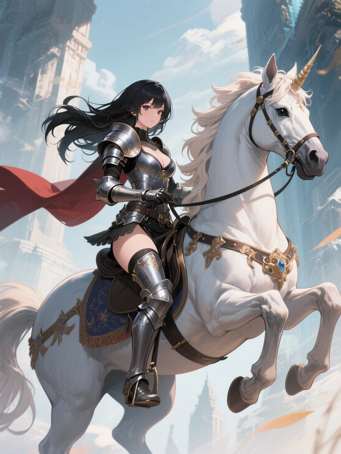 a female centaur, fantasy art style, night scene, full moon, starry sky