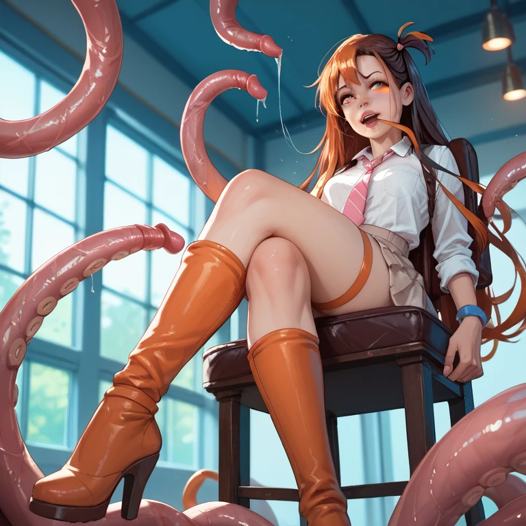 最high quality、high quality、８age、Cute 、Dark Hallway、Cute Dress、Skirt lining、Translucent slip、Midnight School Building、Attacked by tentacles、Tentacles entangled around my legs、Caught by tentacles、Cry、Tentacles in the skirt、No escape、Lying down、Ripped clothes、You can see the spats under the skirt、Spread your legs、Disheveled clothing、Skirt flipped up、