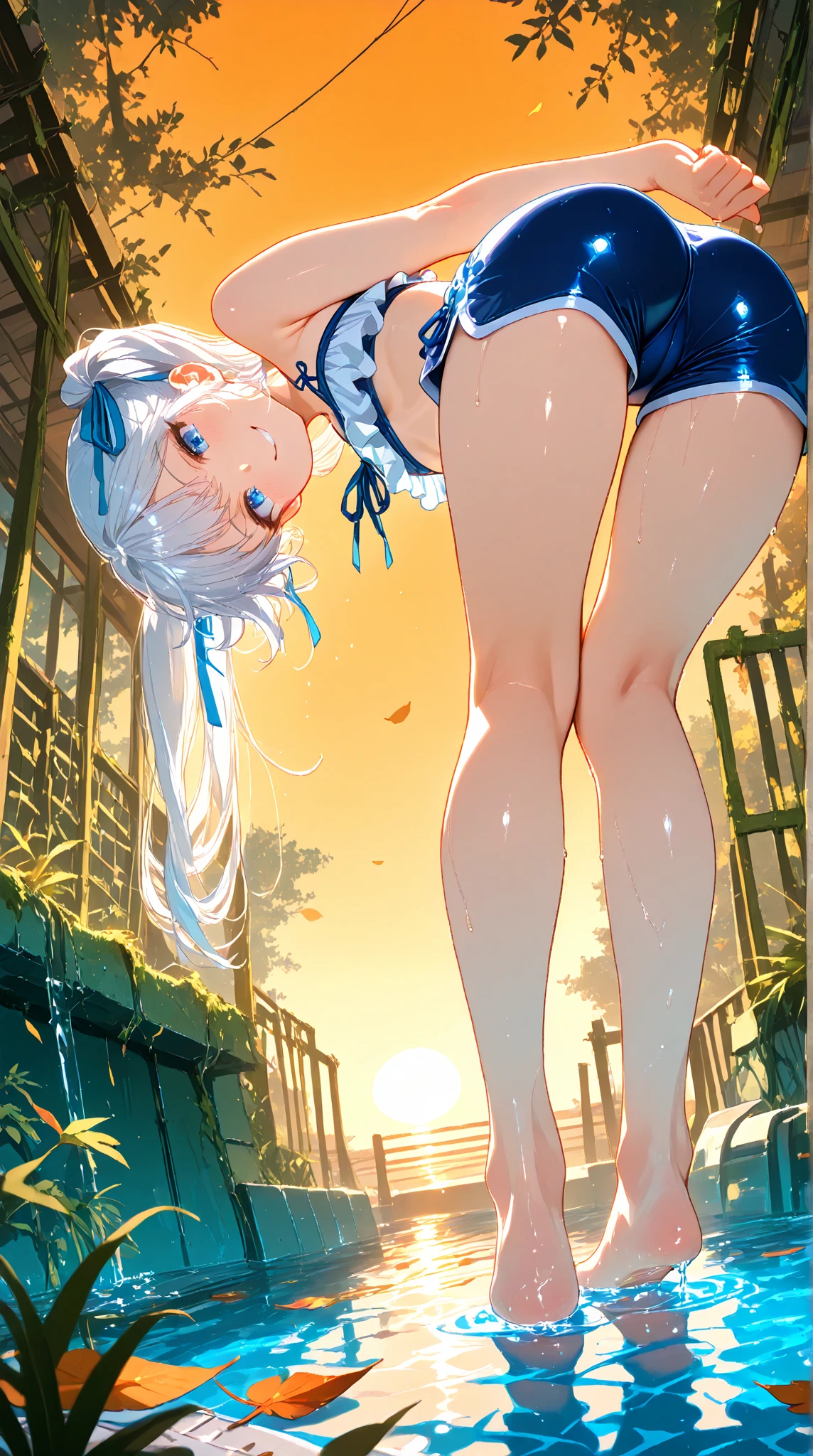 quality,busty figure,legs separated,Facing the lens,White transparent thong