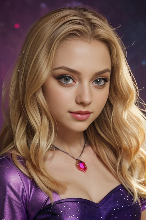 (masterpiece), (realistic), 8k, RAW photo, very wide shot, octane render, unreal engine, volumetrics dtx, (film grain, bokeh, blurry foreground) <lora:amethyst-gem-style-darquelilly-v1:1> amethystgemstyle, purple gems, hispanic girl, Blond head, speak, Joy