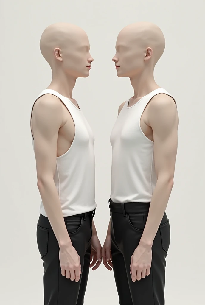 (((Masterpiece))), (high quality), one beautiful alien girl, 15 years old,(A grey type alien standing backwards:1.5),(5 heads,Back view,Plain background:1.5),(5 heads、five-headed body:1.5)、(There&#39;s only one alien、5 heads:1.5)