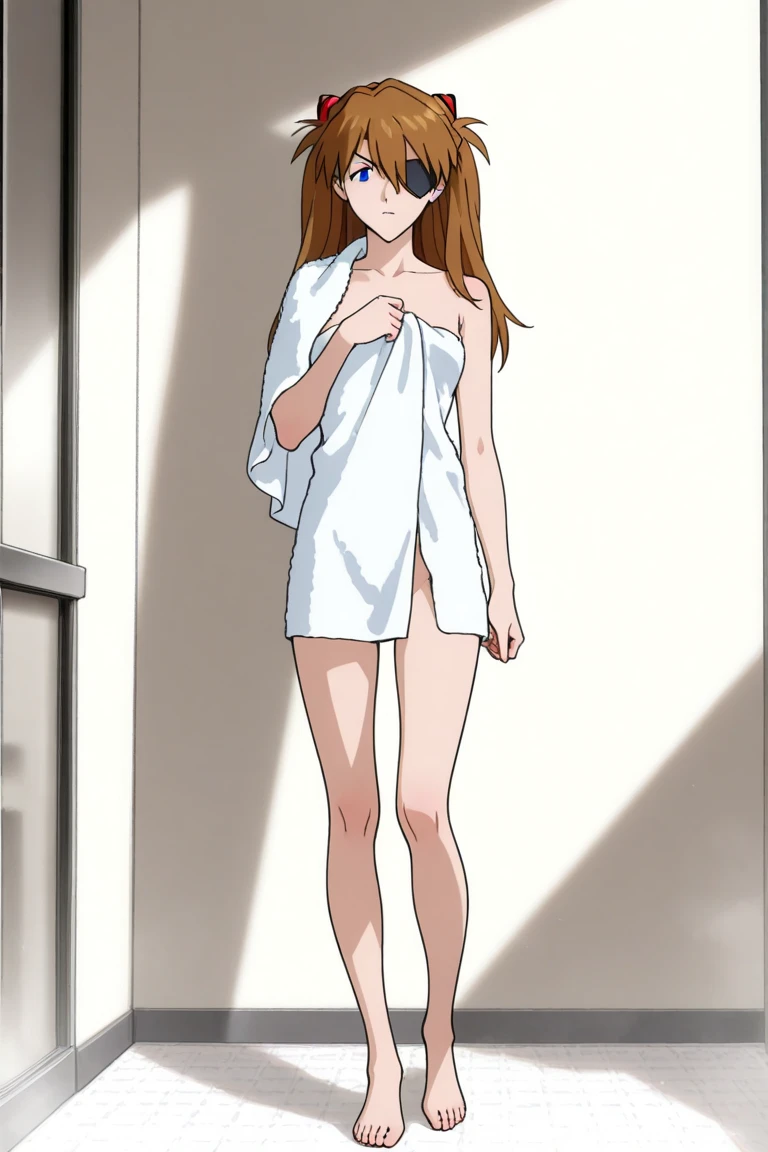 8k, beautiful and detailed, warm lighting,  1girl, souryuu asuka langley, (maxi dress, dress lifted, white cotton underwear), full body, ((small narrow hips)), mischievous look, sly smile, angry eyes, fancy restroom, stockings, small frame, jewelry, tease, skinny, long legs,