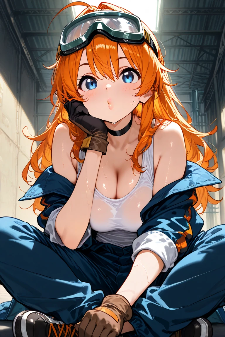 a cartoon picture of a woman in a bikini top and jeans, nami one piece, nami from one piece, nami, beautiful portrait of nami, from one piece, oppai, blue eyes, smoking, ponytail, nsfw