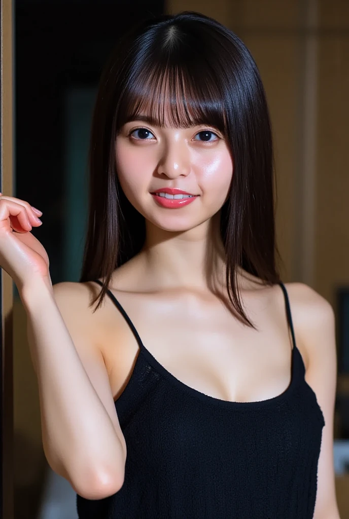 ((highest quality)), ((masterpiece)), (be familiar with) (((whole body))) one person ((Spread legs)) (squatting) (full body) The hairstyle is(Blunt Bangs) (((Absurdly Long Hair))) long black shiny hair, very long black hair, shiny long hair, Thick, shiny black hair, The woman has long black hair, black silky hair, long black hair, long black hair, black long hair, her hair is long and straight, long and thin black hair, detailed long black hair long black hair, long black hair, black long hair
(This is an indoor shooting studio and the background is blue.) (She's in a gold bikini)
beautifull detailed face 8K (actual, lively:1.4), professional lighting double eyelid、chest to chest、sharp focus:1.2、Beautiful woman:1.4 Beaming Smile Warm Smile Cheeky Smile She's an 18-year-old high school girl The correct five fingers in human anatomy