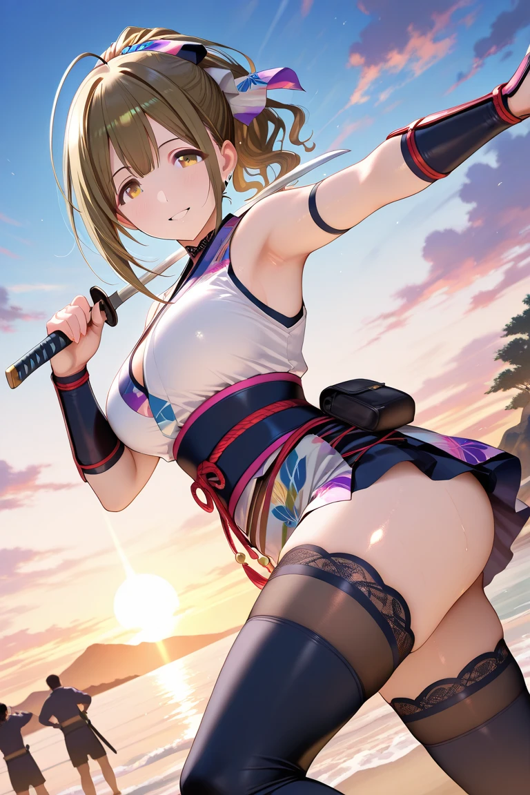 Misaka Mikoto's Anime View, One girl, Teenage Girl, cute, alone, Chestnut Hair, hairpin,Brown eyes, Are standing, View your viewers,smile,Arabian Fabric,Wearing beads around one's neck, Long skirt,Flower field at the Greek Acropolis waterfall,Anime Style,The depth of the written world,Wide-angle view,Lumen Reflection,Screen Space Reflections,Diffraction Grading,chromatic aberration,GB Displacement,scan lines,Ray Tracing,Anti-aliasing,FXAA,Thai,RTTX 10.0,SSAO,Shaders,OpenGL-Shaders,GLSL-Shaders,Post-processing,Post-production,Cell shading,Tone Mapping,CG-10 ...,Visual Effects,Special effects,Highly detailed and exquisite, 4K