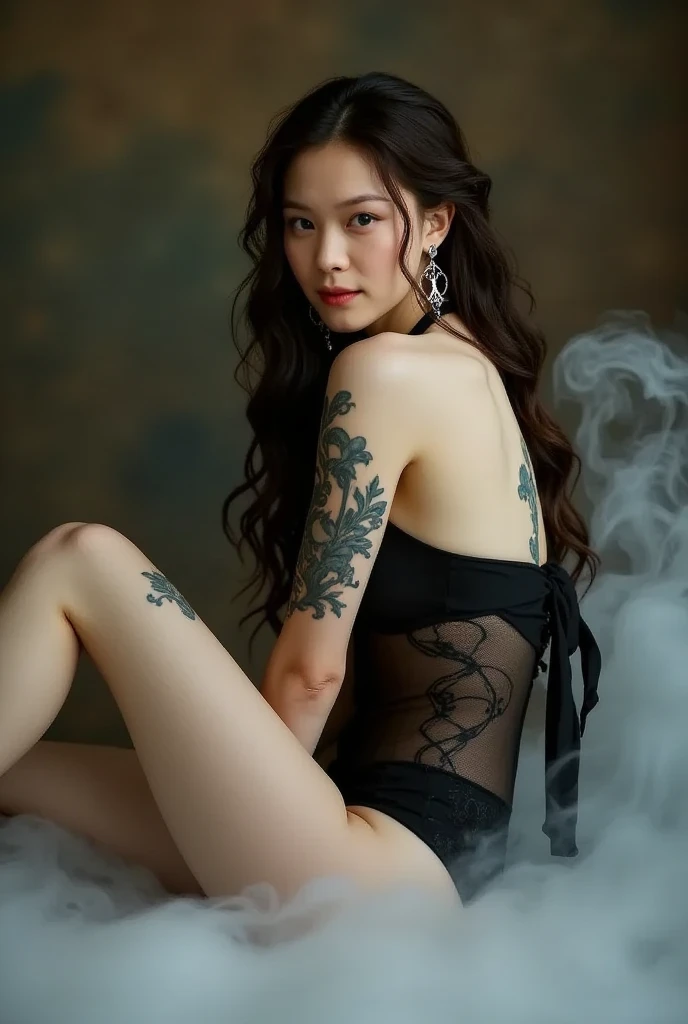 textured leather, Super Detail, high detail, High quality, Best quality, a high resolution, A girl with big breasts and a tattoo in the form of a black pointed heart. On the girl's stomach there is an inscription "whore for blacks, only for the BBC which is written in Russian
