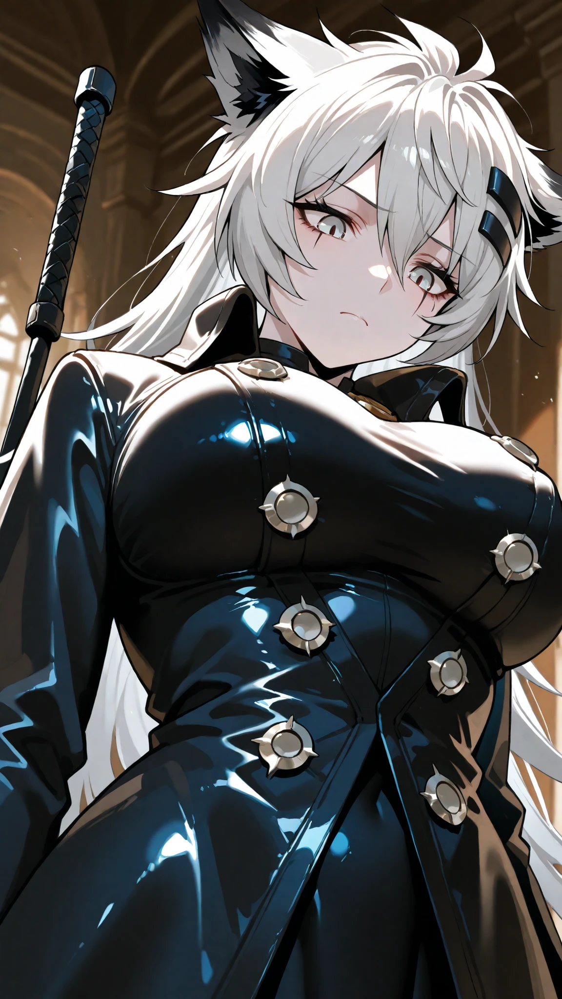 (hero neisan art style:0.7), score_9, score_8_up, score_7_up, score_6_up, uncensored, olgamarie, yellow eyes, white hair, long hair, side braid, BREAK (masterpiece:1.2), best quality, high resolution, (detailed eyes:1.3), perfect lighting, (perfect hands, perfect anatomy), large breasts, sagging breast, chain, chained, cuffs, shackles, handcuffs, broken_chain, kneeling, restrained, bound, bdsm, 1girl, anchor, broken, bondage, swing, flail, sickle, lock, solo, collar, rating:questionable, hollow eyes, embarrassed, blush, clenched teeth, clenched hands, leash, choker, dark room, dim light, reflective water, underground,