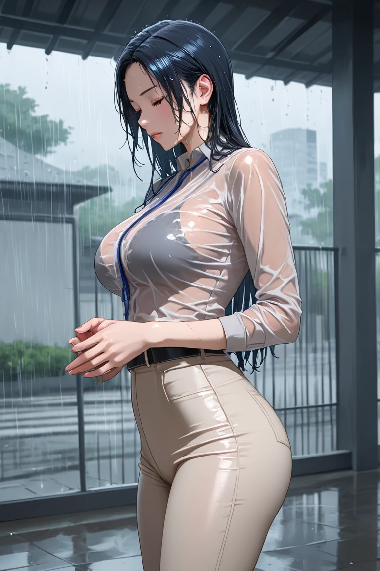 /(modern house indoors/), 1lady solo, mature female, /(blue ribbed sweater/), bangs, blush kind smile, (masterpiece best quality:1.2) delicate illustration ultra-detailed, large breast、((sweat,steam,下品))、(cowboy shot:1.5)