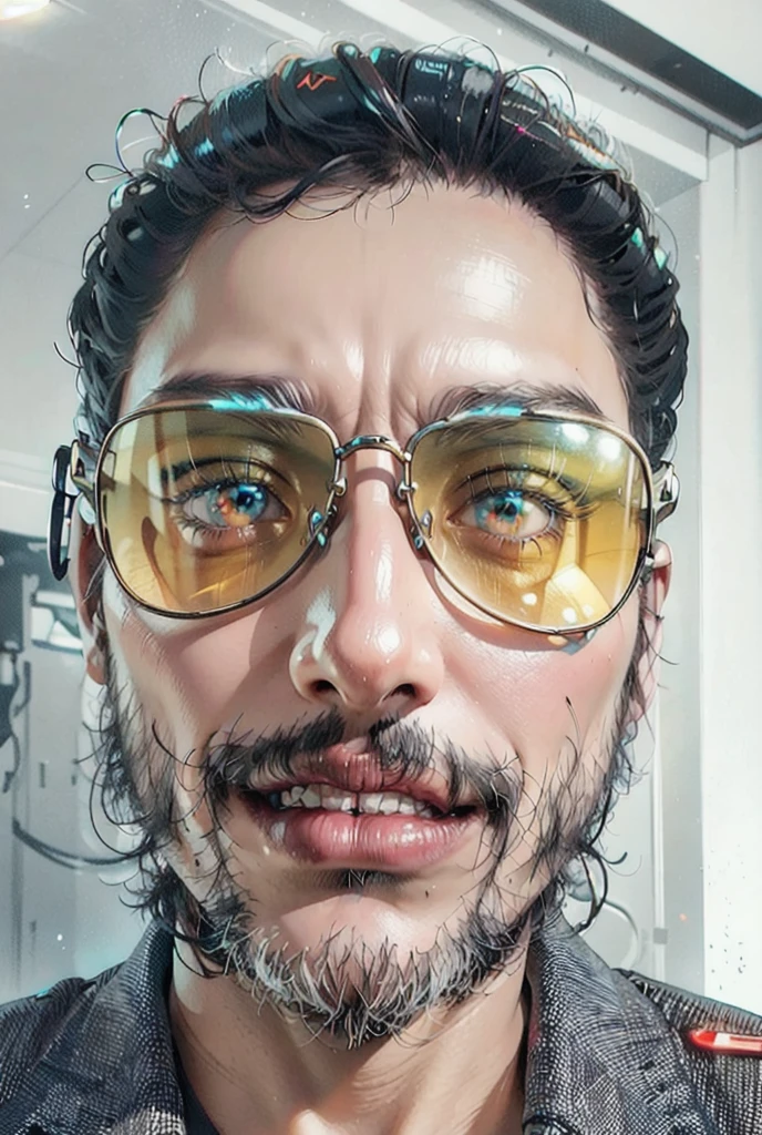 Anime style, cute, ultra hd, the handsome man wearing glass after swimming