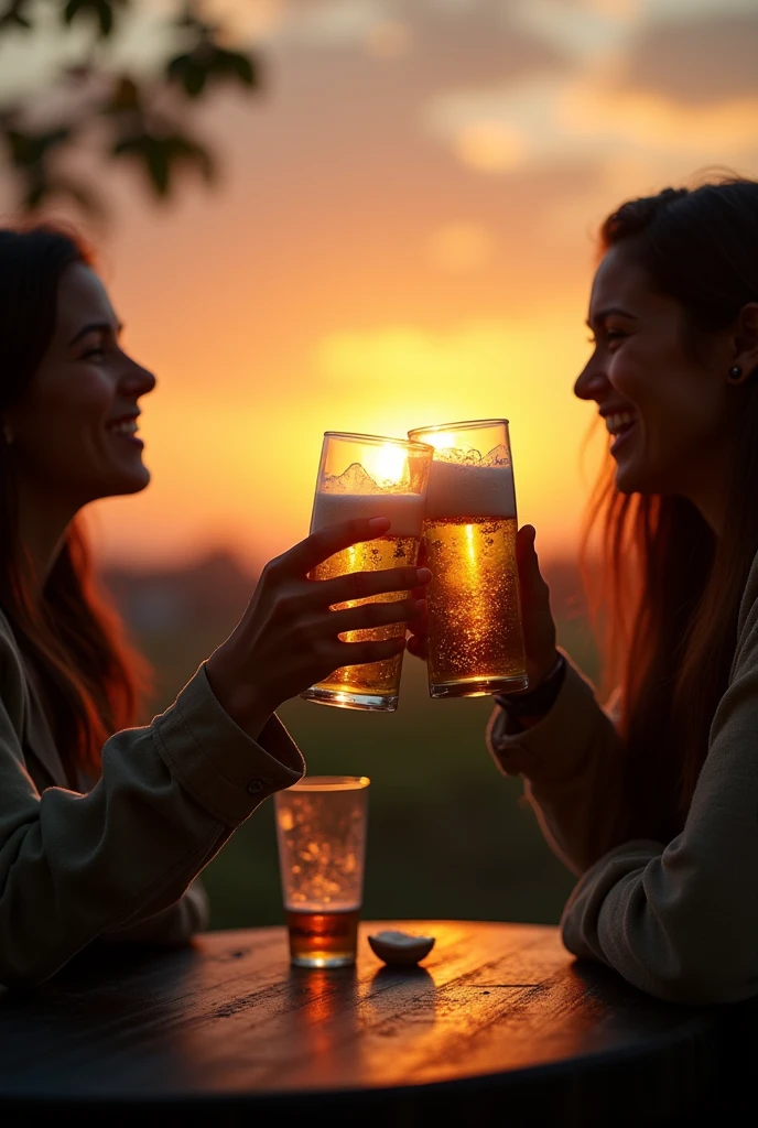 Make two young models drinking beer