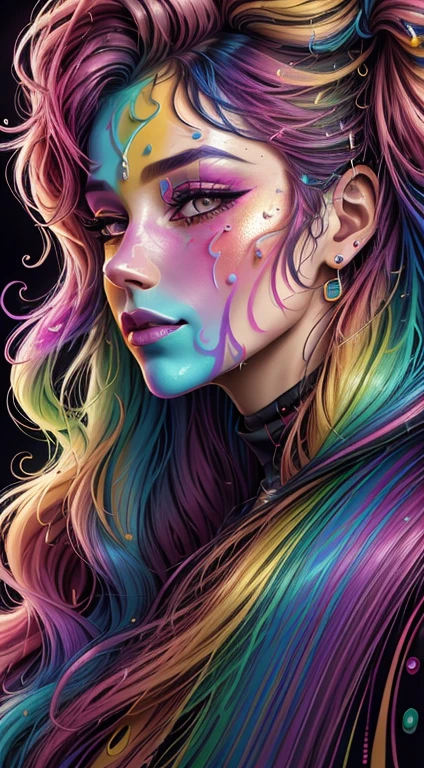 ((Best quality, 8k, Masterpiece :1.3)), 1girl, beautiful woman: 1.3, full body, showing ass, (long hair, big breasts: 1.2), oversized regatta: 1.2, full-body side woman, saturated colors, psychedelic image, LSD, mandala, fractral, costume, tattoo, painted body, bride, body tilted forward, art similar to Alex Grey's art, lots of color saturation, woman, vortex, ultra realistic, planet earth, melting