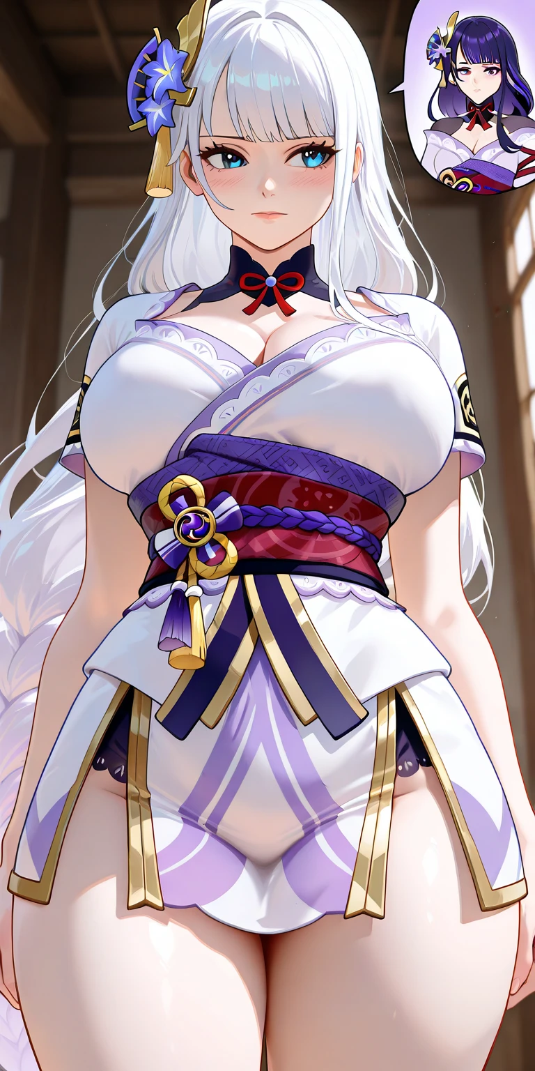 1girl, solo, yaemikodef, busty, (head out of frame:1.8), (grabbing breasts:1.6), standing