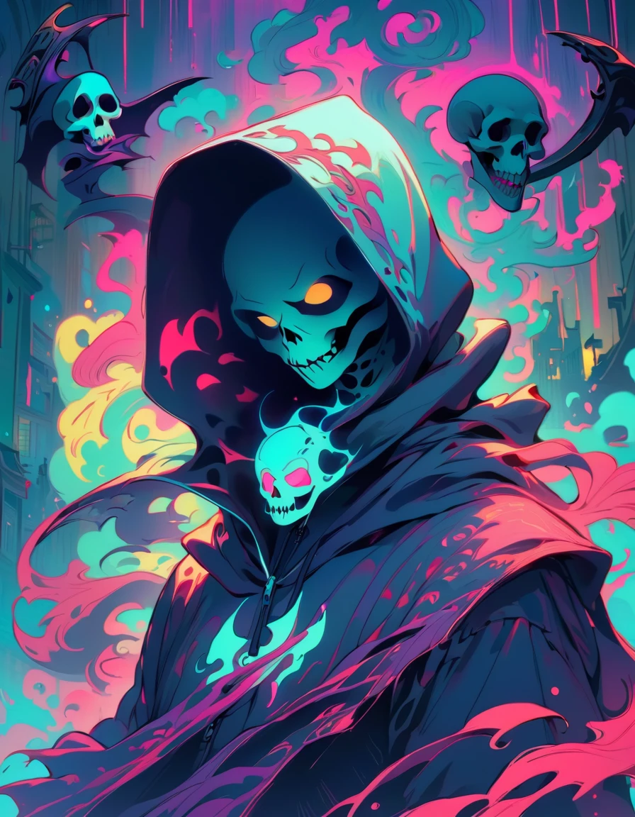 a mysterious latex hooded ghost with neon fire aura matrixCommandLineStyle is holding a bright red apple, fundo preto, highres,((red apple)),