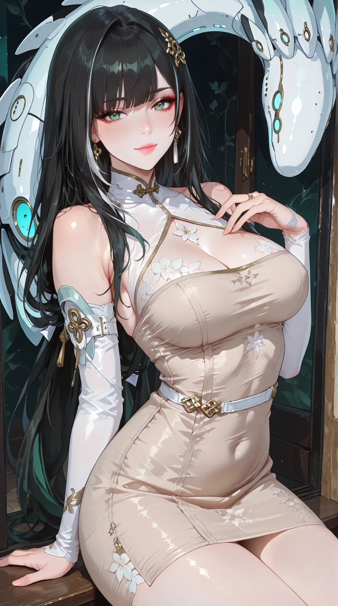 Anxious woman in white dress sitting on windowsill, Japanese cartoon goddes, 8K high quality detail art, Fan Art Best Art Station, Very detailed ArtGerm, Fair and shiny skin, Popular topics on cgstation, goddes. extremly high detail, pale milky white porcelain skin, detailed digital Japanese cartoon art, finely detailled. Japanese cartoon. tentaculata, Japanese cartoon highly detailed