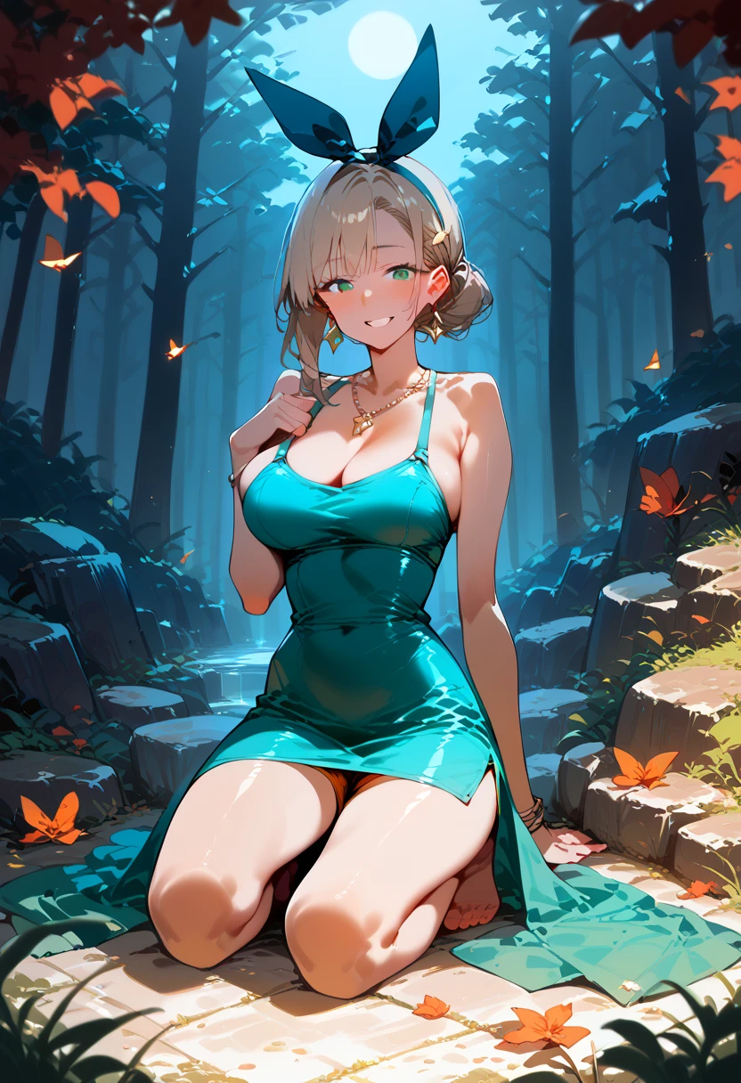 1 girl,medium , b cup breast, Warm lights、It looks cold outside the window. full lips, big eyes, full lips, full lips, and prominent cheekbones, slim waist, fit body, wearing casual dress, wavy red-blonde hair, longcut hair, symmetrical green eyes, symmetrical face, photorealistic, photography, path tracing, specular lighting, volumetric face light, path traced hairmaximum quality{(masutepiece) (8K High Resolution) (top-quality) , woman in a dreamy forest at night, with fluffy hair, delicate face, realistic, real, slim, large aperture, sexy shots, attractive poses, Instagram model, wearing white yoga pants and blue top, tight yoga pants, long pants, cropped shirt, open navel, short sleeves, tight shirt, sky blue top, facing to the audience. Stunningly beautiful merge of Scarlett Johanson. Alison Brie, Selena Gomez.