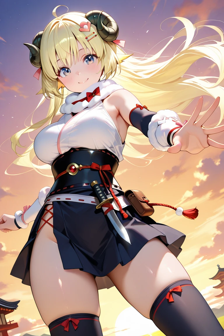 1 girl, game CG, long bandage wrapped around body, bandage over naked, hair scrunchie, gigantic breasts, blonde, middle hair, side ponytail, green eyes, Halloween background,