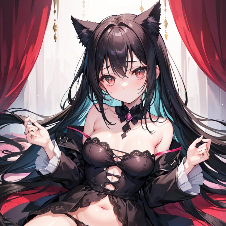 dungeon, Sex, hentai, Without clothing, erotic underwear, cat's ears, lying on the floor, Puddle of sperm, a lot of used condoms, blood, bloated belly, belly full of sperm, cum in mouth,