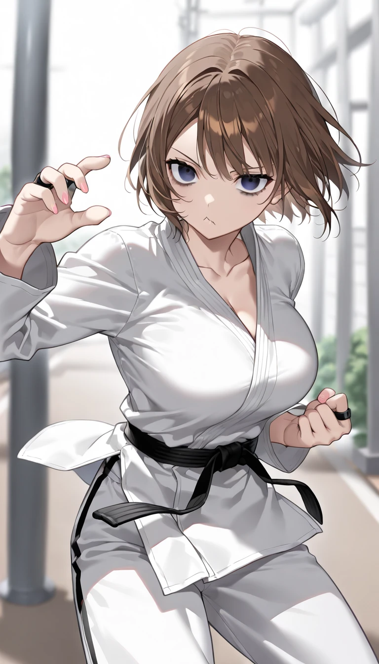 (((masterpiece, best quality, ultra highres, 1 girl, solo, no background))), super detailed skin and face and eyes and finger, beautiful japanese woman, small breasts:1.5, skinny, light brown hair, very short pixie hair, cowboy shot, The background should be simple, outline, anime, 2d, boyish, expressionless, minimalism,