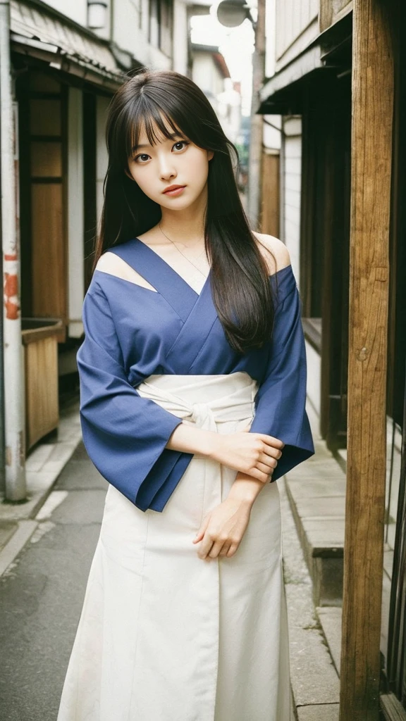 18year old, japanaese girl, Summer dress, (Face Focus) , hair scrunchie, , (High color saturation:1.0), (highlydetailed skin), (Best Quality:1.0), (超A high resolution:1.0) ,(photographrealistic:1.0), (ultra-detailliert:1.0), (8K, Raw photo:1.1), (Smile:0.7)