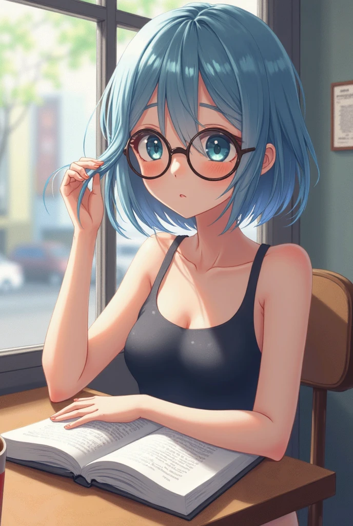 (the Extremely Detailed CG Unity 8K Wallpapers)、top-quality、独奏、1girl in、beatiful detailed eyes、Bright pupils、(extremely delicate and beautiful)、(Beautiful and detailed eyes description)、ultra-detailliert、masterpiece、))、Colossal tits、atlibrary、Put your hands on your、Photorealsitic、Sailor Mercury、lightblue hair、student clothes、eye glasses、underpants