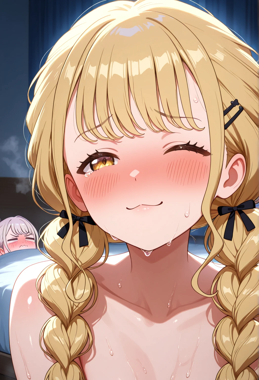 (8K、Best image quality、Highest quality、masterpiece)、Detailed face、((One ))、Beautiful breasts、vapor、Browsing Caution、Estrus、((、Best Bust、Medium Bust))、Boobs Focus、Twin tails、(Child's body shape)、Completely naked、Nose flushing、Mass feeding、happiness、Looking up from below、saliva、Sweating、Long nipples、(Yogurt flows from the nipple)、(Yogurt flows from the nipple)、(Yogurt flows from the nipple)、Small Tits、During sex