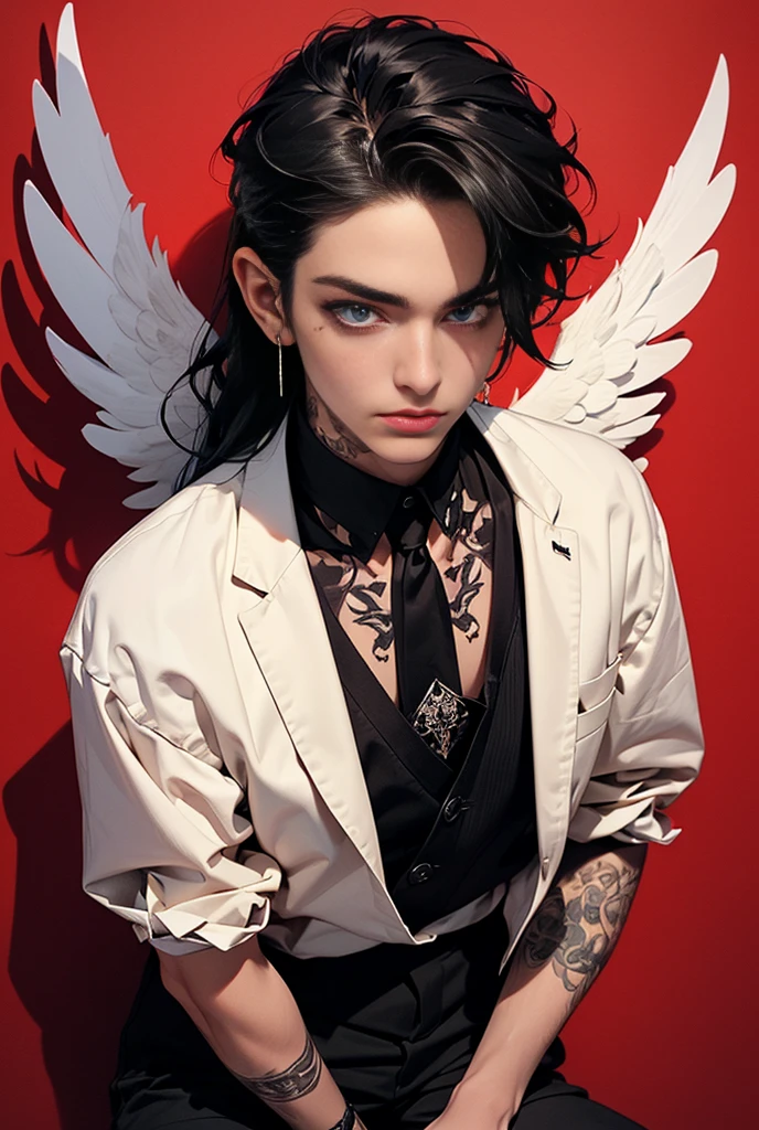 Menino de 16 anos.roupa preta.capuz.eagle wings