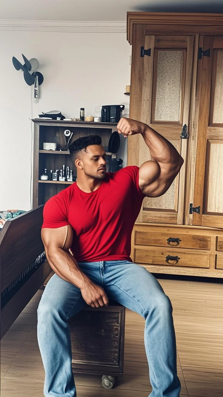 60 years, jefe hombre blanco, very handsome and incredibly repulsive attractive, corpulento y corpulento, Benevolente, camisa de vestir ligeramente desabrochada dejando al descubierto su pecho peludo, distinguido caballero de mediana edad, pantalones, Big muscular body, red shorts, nicebulge, mustache, wearing a tank top, (full body shot:1.7), wearing cool sneakers(airmax), white stubble, dark mustache,
