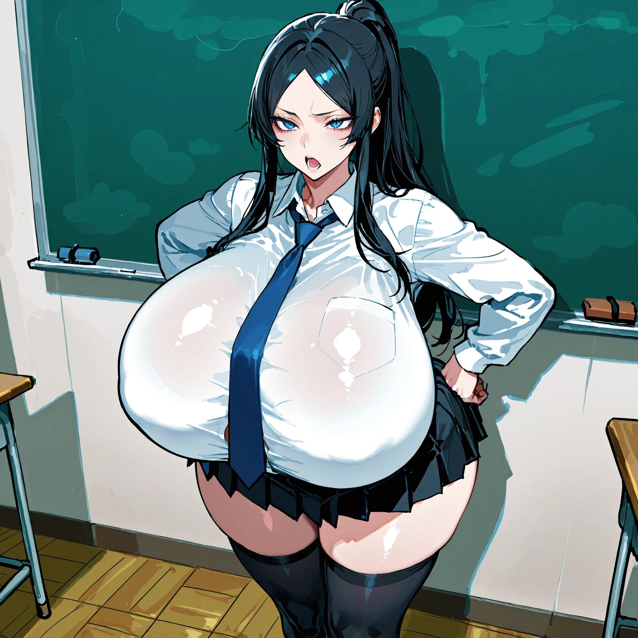 (Big Breasts,Cleavage:1.9),Anna Yamada,gigantic breasts,smile、(naked:1.9)、(Standing)、(In the classroom)、blackboard、machine、(Wearing a collar:1.5)、Earrings、Earrings、bracelet,(Delicate facial features:1.5)、(masterpiece, Highest quality, High resolution, Super detailed, 8K, 4K),(Masturbating:1.5),ponytail,(Beautiful Face:1.5),Is ejaculating、Sweat,navel piercing,(Squirting from her pussy:1.5),My body is wet、Absurd、Highest quality, (Volupture:1.5)、Climax、Ecstasy,(Spread your ass:1.5)、Show your ass、Perfect,(nsfw:1.5)