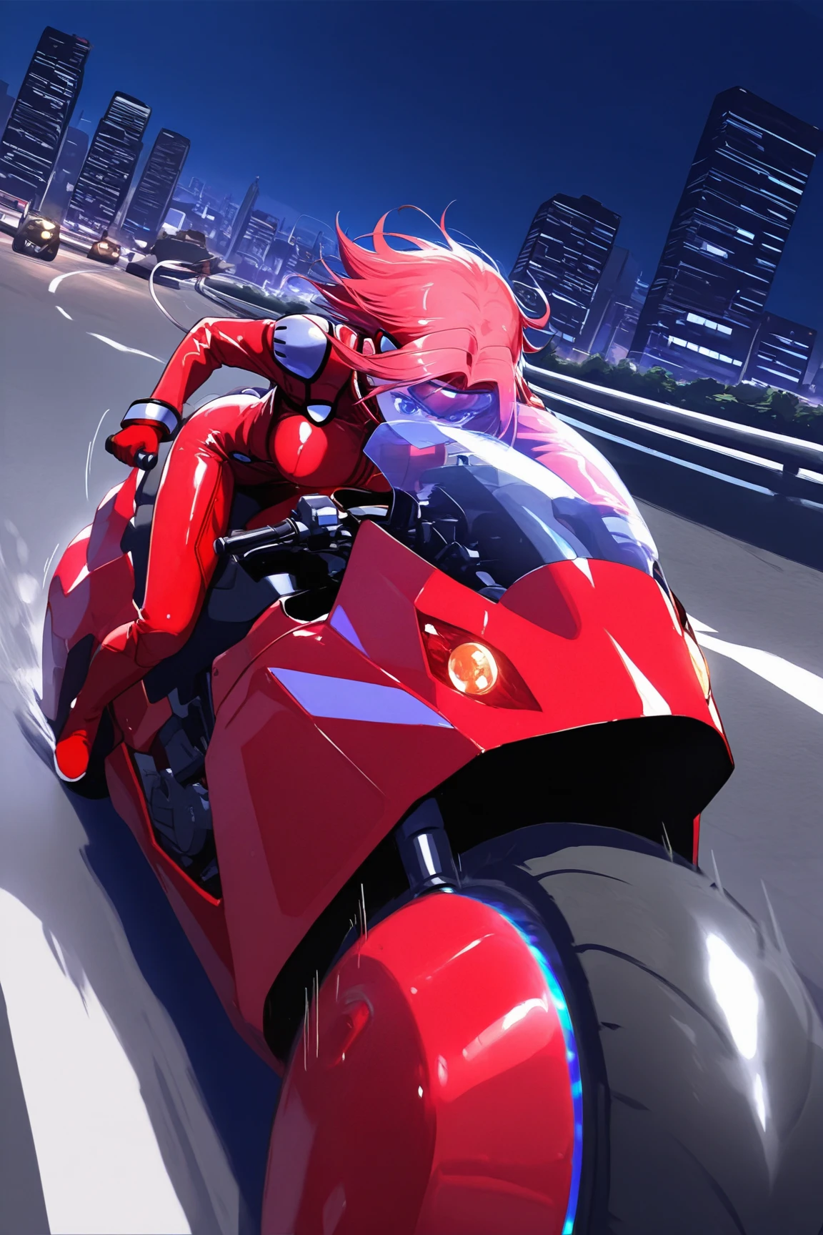 masterpiece,high quality,
1girl,(bikini:1.2),looking at viewer,
sidesliding,
from side,
side sliding,bigscooter,riding,slide,drift,tire,smoke,glowing,
city,road,cityscape,building,street,night,sky,city lights,