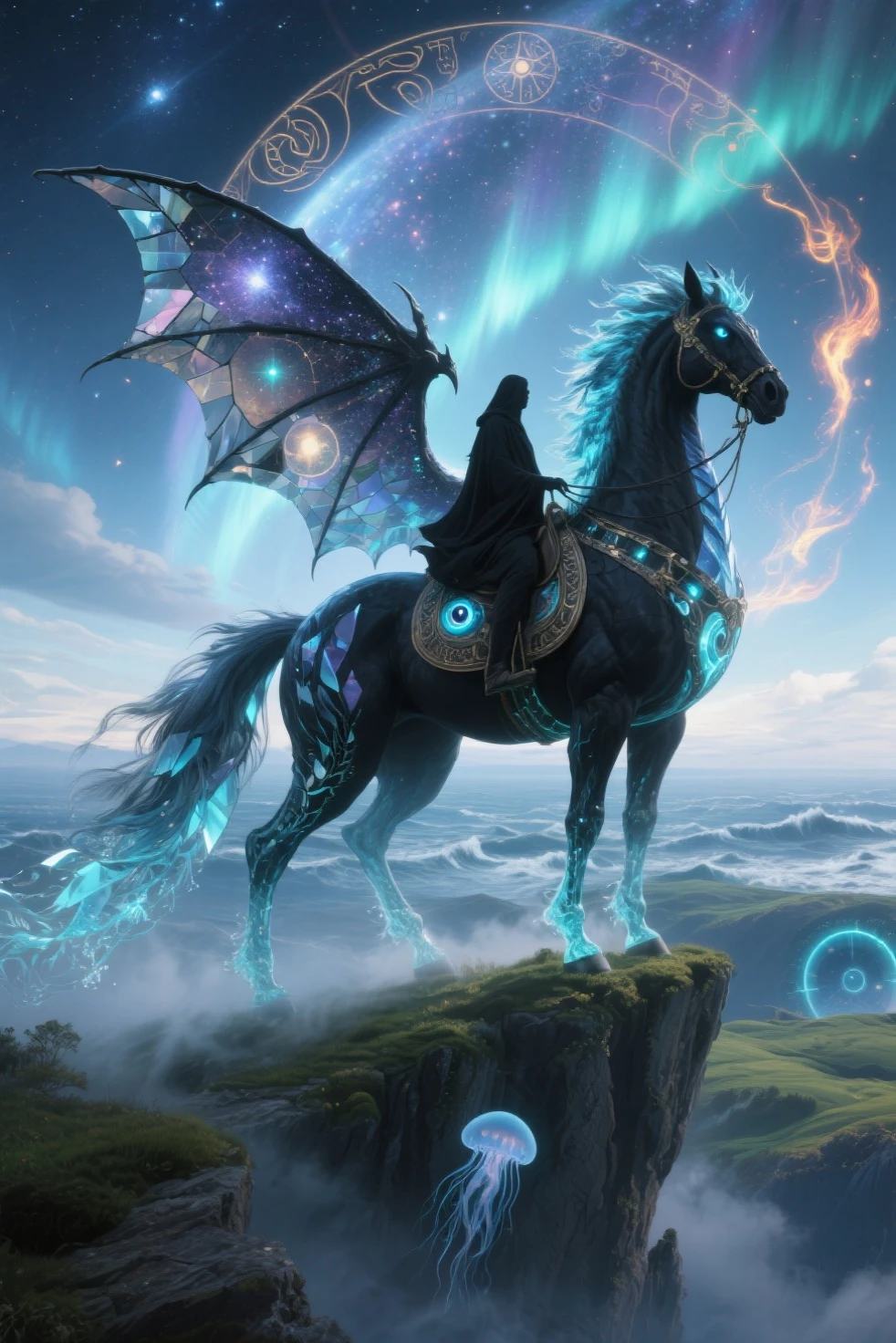 Vast landscape photos, (looking at the sky and the wilderness below), "A rabbit, magical, anthropomorphic, girl, angry expression, glowing eyes, Wanruo mask, Hanfu, background of ancient Chinese streets, night." Genshin Impact Impact, Best Quality, High Detail, High Quality, Ultra High Resolution, OC Rendering, 8K" Standing in a Flower Field and Looking Up, (Full Moon: 1.2), (Meteor: 0.9), (Nebula: 1.3), Far Away Mountains, Tree Breaking Making Art, (Warm Source: 1.2), (Firefly: 1.2), Lights, Purple and Orange, Intricate Details, Volumetric Lighting BREAK (Masterpiece: 1.2), (Highest Quality), 4K, Ultra Detailed, (Dynamic configuration: 1.4), Highly detailed and colorful details (rainbow color: 1.2), (Sparkling lighting, atmospheric lighting), Dreamy, magical, (Solo: 1.2), (Ying Dragon God), (Through the clouds), (Top of the mountains), (Complex), (Super Detail), (Starry Sky Background), (Stout Limbs), (Moon Night), (Ultra Clear), (Best Quality),