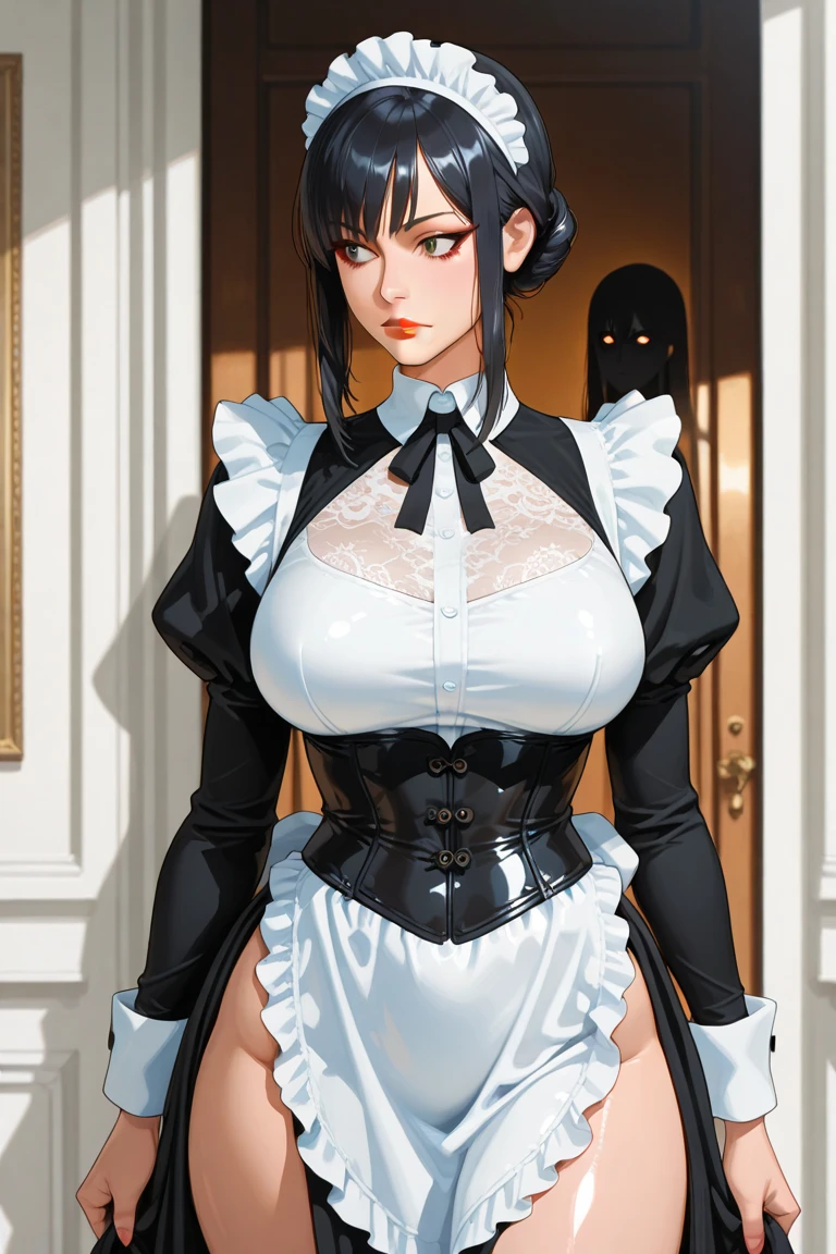 (Ultra-realistic,32k,RAW Photos:1.1),(Skin with attention to detail:1.1), 8K Ultra HD, Digital SLR, high quality, Film Grain, (compensate, mascara:1.1), lips,(thick\lips\),
(shiny shiny translucent clothes:1.1), Chloe Lolo, Cat ear, Maid's Headdress, White ?????, pantyhose, (Green Eyes:0.8), Huge breasts, (Upper Body:1.2),
Turn to the side,
(Big Breasts:1.1) , (Chubby:0.1),(Beautifully illuminated:1.2), Dark Theme Statue, Sculptural art, Condolences, Iconic