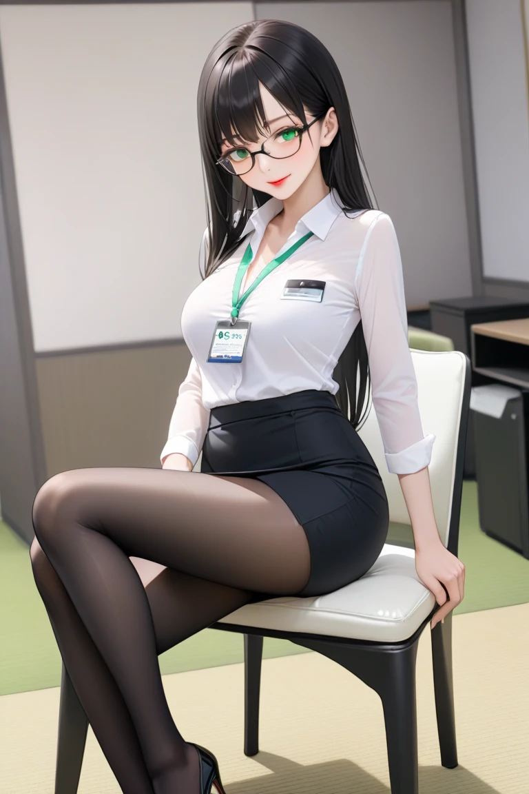 In the classroom, a teacher wearing gold wire glasses, black hair, wearing yoga pants, sitting on a desk with his chest exposed, super tight yoga pants, and a crotch under his body,