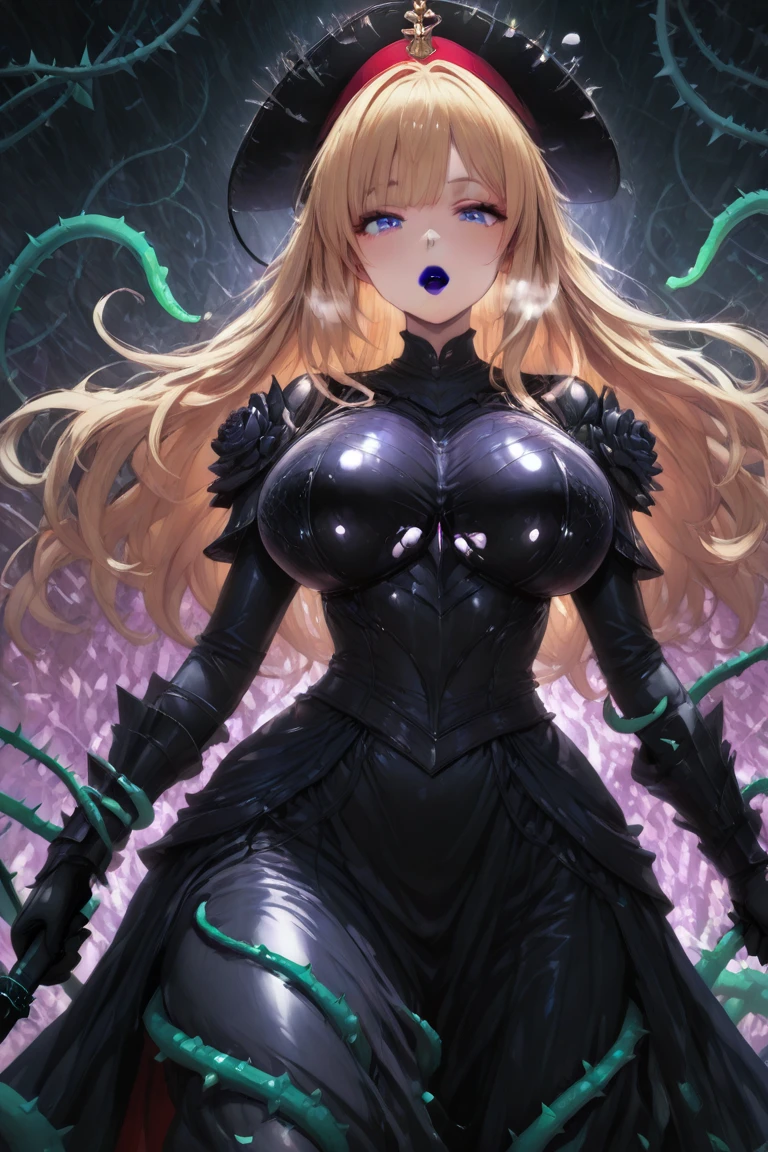 Long body、sun burn、The sword、s Armor、huge tit、armor、a blond、Brown skin、Tight、Lace Leggings、Lace fishnet stockings、Vivid、Angle from below、The sheen、Glittering eyes、Gloss、single ponytail、Open back、Black lace pattern、Dig into the buttocks snugly、Intricate and delicate decoration、inner colored、Cleft in the crotch、Grinning face、Embarrassed face、Red cheeks、red blush、Lace Bodysuit、Being attacked by tentacles、Tentacles are growing from the body、Tentacles and assimilation、Monsterization、Blood vessels stand out