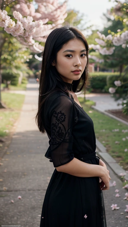 (masterpiece, best quality), portrait shot, instagram profile pitcture, 1girl(Athena_Asamiya), cute dress, long black hair, sitting, in a seductive dress, beautiful outdoor background, (in 8K, Raw-Photo, best quality, ​masterpiece, nikon d850, film stock photograph ,4 kodak portra 400 ,camera f1.6 lens ,rich colors ,hyper realistic ,lifelike texture, dramatic lighting , cinestill 800,