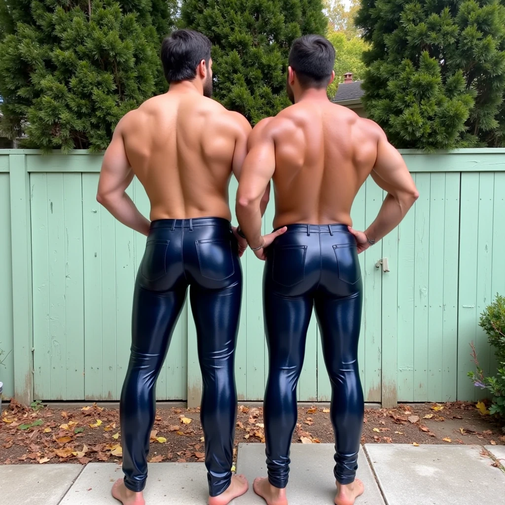 2 guys in spandex, lean body, muscular, cuddling each other face, touching each other butt under sunshine, colorful background, 8k, realistic. 