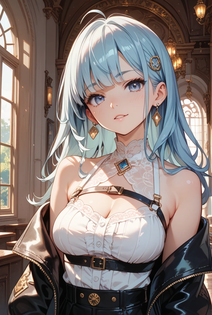 Night World, 1 ,,Purple Hair,Huge ahoge, ^ ^, Small breasts, Light Skin, Larger clothes,devil,hairstyle with volume