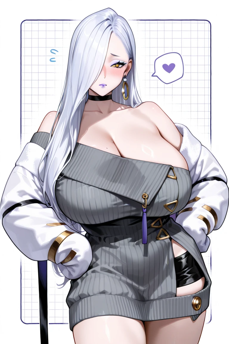 2D, HD, Detailed details, Detailed landscapes, beautiful lights, Beautiful Shadows, top-quality, Highly detailed, masterpiece, best quality, solo, 1girl, bronya-OL2, solo, suit jacket, thighband pantyhose, id card, full body, high heels, high-waist skirt, ribbed sweater, sitting, office, indoors, depth of field, looking at the viewer, anime-styled, (large breasts), hews, hand over head, shiny skin, wet, torn_clothes
