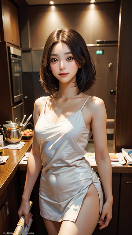 4K,((Highest quality)), ((masterpiece)) , BREAK,((((((((((one girl)))))))))),(Gaunt:1.2),(detailed),((in the kitchen)),((wear an apron)),((nude)),naked,((17 years old)),((flat chest:1.6)), (stare at viewer with stern eyes:1.5),((one girl)),(bitting own lip:1.1),(angry:0.9),nose blush,(shamefull:1.2),(bob cut hair),surprised, ((beautiful realistic face)),((intricate choker necklace)), ((intricate earrings)), beautiful korea women, beautiful young south korea women, young and adorable korean faces, gorgeous young korean women, korean girls, girls cute beautiful faces, korean female idol portraits, young and cute asian faces , cute natural anime faces, asian cute faces,((finely detailed face)),((symmetrical eyes)),((glistening eyes)),((glistening eyes )),((large eyes)),(( pretty eyes)),(detailed),Perfect Face,((One girl)), ((clear eyes)),((show nipples)),((beautiful skin)),(don't wear anything) ,(((show nipples))),(upper body),((naked)),