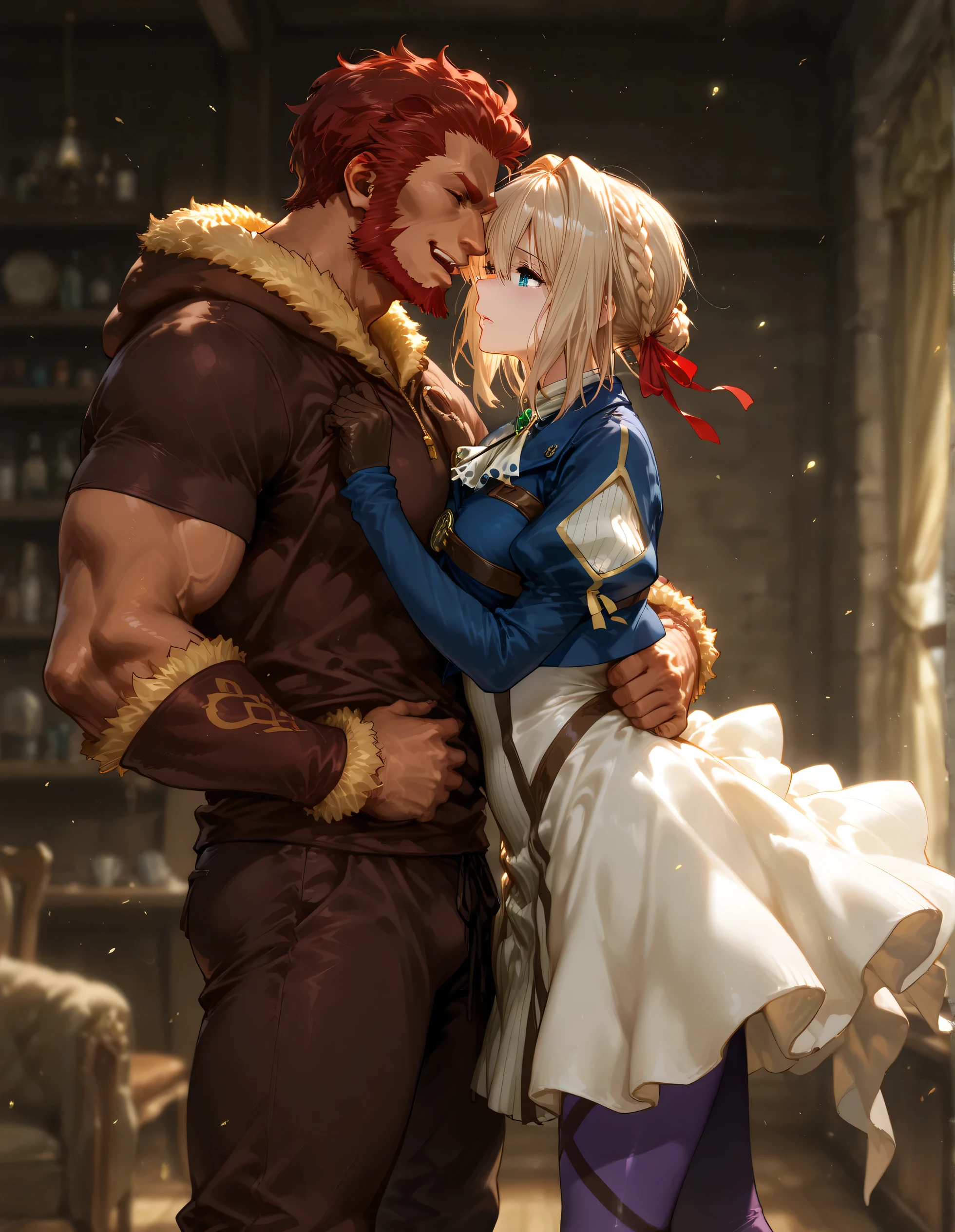 Iskandar Violently Rapes Violet Evergarden, face to face ,kucakda,Violet Evergarden Leggings Iskandar to her waist with fear and cringe
