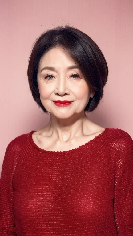 Mature Woman, Face close-up, Japanese painting gravure, senior citizen, Draw lips correctly, Red lipstick, No discomfort, 16K, Highest quality, Very detailed, Realistic, Very detailed肌, (Korean), alone, Large Breasts, Mature Madam, Glamour, sexy, Chromo White Skin, Staring straight ahead,
