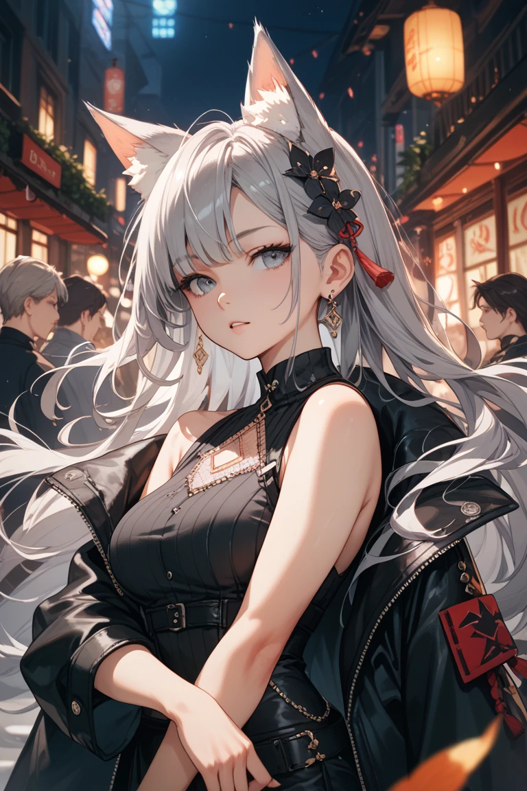 （（tmasterpiece：1.4，Best quality at best））+，（hyper-detailing）+，（Ultra-detailed eyes）+，（winged ears：1.5），
（cute girls），15year old，（golden red pupils：1.15），Long black hair，long braid，Bushy hair（wariza：1.2），pale-skinned，Seductive smile，black crystal block，Pointe-Noire，Empty eyes，Red eye lines on forehead
（She wore a shabby black robe，grey dress，bone pattern，：1.5），（black Bracelet：1.4）The sleeves are extra-long，black spiked headdress，baiyun，white colossus，Dream bubbles，black fingernails，red apple，Turn your back to everyone，tear pattern，metal chains，White skeleton
（bird feathers：1.1），
（dawn light：1.2），
（Thick black and white：1.16），（depth of fields：1.4），Complicated details，color mixing，Detailed route，Excellent,super detailing,The content is very detailed,(hight contrast:1.11),ventania,Amazing cleavage,beautidful eyes,messy  hair,(best illuminate，Extremely Delicately Beautiful), ((movie light lighting)), (seen from the side:1.3)，8K,tmasterpiece，Best quality at best，cinematic Film still from，1 plump girl，（Close-up cleavage：1.1），bright，Interesting，gentlesoftlighting，（bauhause，shape，line engineering，Abstract：1.1）offcial art， Unity 8k Wallpaper， ultra - detailed， Beautiful and beautiful， tmasterpiece， Best quality at best， （dynamic angle：1.4），PerfectNwsjMajic，（tmasterpiece，top-quality，Best quality at best，offcial art，Beauty and aesthetics：1.2），The content is very detailed，rich colourful，highest details，