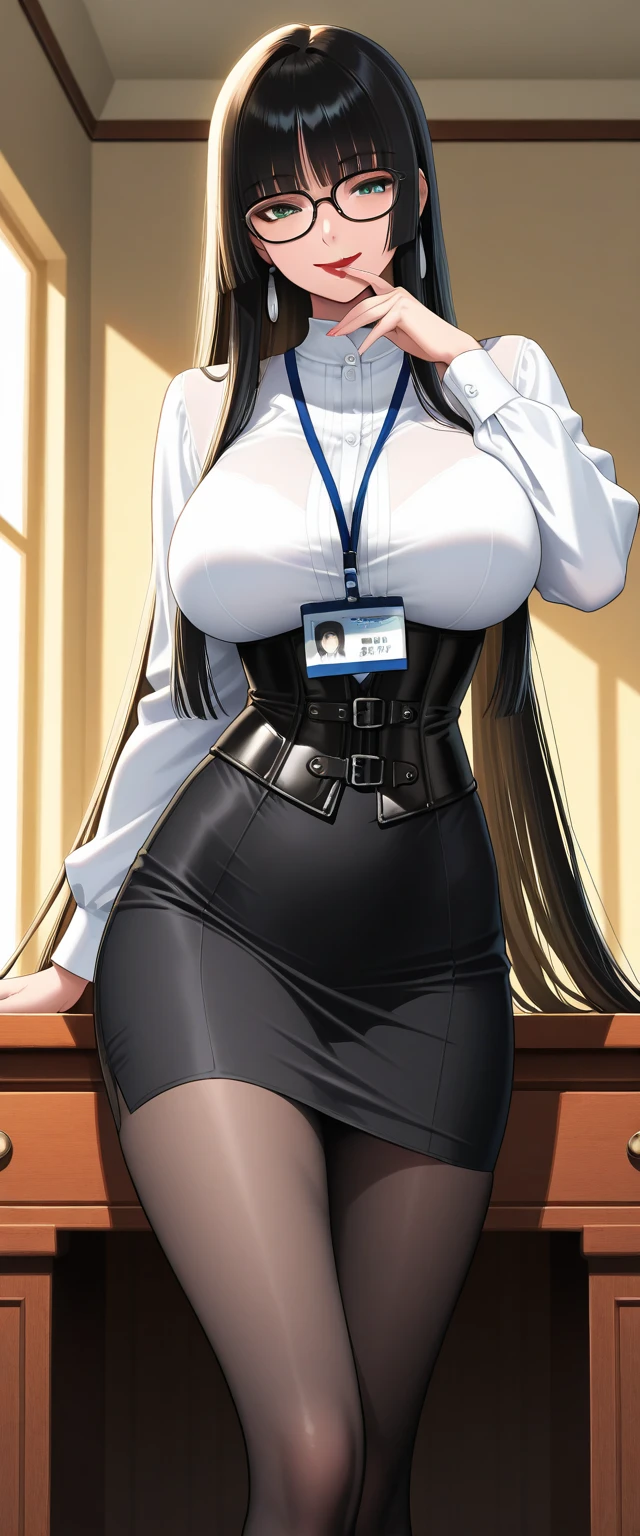 Sitting on a chair in a black dress, very sexy outfit, female fashion model, young woman, 20 years, big butt and big breasts, transparent gray skirt, mesh shirt, chrome clothing, shiny silver, luckily I look, big breasts, Best Quality, masterpiece, super high resolution, realist,