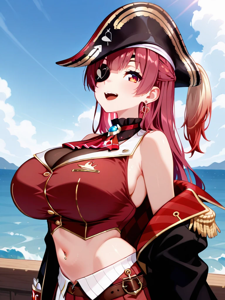 2d, tmasterpiece, best qualtiy, anime big breast, highly detailed eye, Highly detailed face, highly detailed back ground, perfect litthing, cowboy lens, 1girll, solo, standing on your feet, beachside,Bikini style,huge boob,hu tao\(genshin impact\), pupils in symbol shapes, flower shaped pupils, Hats, red flower, red eyes, SakuraNS,