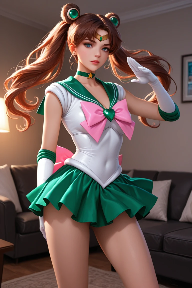 Pose de modelo sexy, Realistic, Foto Ultra-Micro, extremely high quality, ultra-detalhado CG unidade 8k papel de parede, ((Tiara dourada luxuosa na testa: 1.4, mini Saia plissada verde brilhante: 1.2, Mini green pre-gate skirt: 1.1,sem manga,luvas verdes nos cotovelos: 1.1, Verde Grande Cor, colarinho de marinheiro verde, Broche verde)), de baixo, detalhe intrincado, (1 female), 20 anos, (sailor Jupiter, olhos verdes, rabo-de-cavalo, Tiara, jewelries, Uniforme Sailor Senshi, colarinho de marinheiro verde, gargantilha, Bosques de Cotovelo, luvas brancas, Broches, malha branca, saia verde, Saia plissadas), cabelos castanhos incrivelmente longos: 1.2, brilhante bonito liso cabelo castanho longo: 1.2, Jupiter sailor uniform, (Uniforme Sailor Senshi, bare arms: 1.1, Long white latex gloves with luxurious golden decoration: 1.3, gargantilha verde, Decote sexy ousadamente grande, Brincos dourados em forma de anel, Bright green long boots with luxurious golden decor), (very thin white holographic leather and apt high gloss: 1.3), Avante de gravete de pernas altas ousadas e sexy, (Pose de modelo sexy),
((sorriso sedutor, cara muito bonita, cabelos marrom,  Detalhes do rosto: 1.5, olhos verdes brilhantes, beautiful face, olhos bonitos, olhos brilhantes, thin lips: 1.3, fino, Sharp, pale eyebrows, long dark eyelashes, Double eyelashes)), Luxuosas asas brancas enormes, muscle muscles: 1.2, abdominais musculosos: 1.2, um rosto pequeno, Seios enormes, alto e perfeitamente fornecido, cintura fina, Pose de modelo sexy, visible pores, perfect hands: 1.5, octane rendering, highly dramatic picture, Luz natural forte, sunlight, exquisite lighting and shadow, Dynamic angle, Harpa DSLR, foco: 1.0, Maximum clarity and sharpness, (Dynamic lightning backgrou, A sombra da floresta, Lightning space background, jupiter, fora, ..lua, Dynamic background, fundo do detalhe),(Mecha Musume)