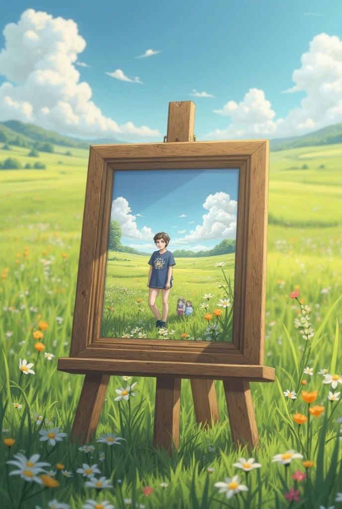 masterpiece, best quality, 1boy, plein air painting in the mountains