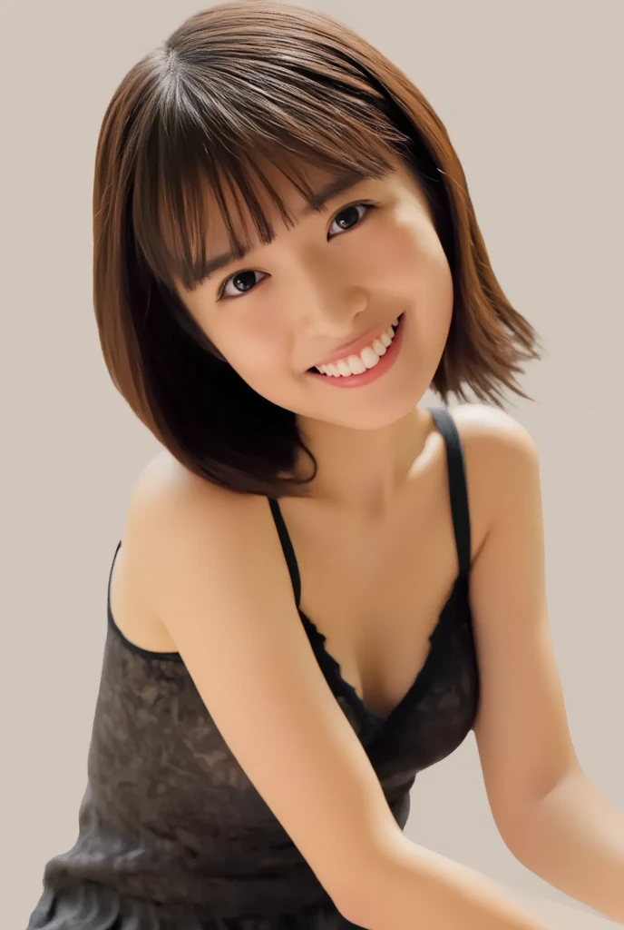 masterpiece, highest quality, highest quality, realistic, unity, 8k wallpaper, official art, extremely detailed CG unity 8k wallpaper, (original:1.2), (realistic: 1.4), ultra detail, High resolution, ultra detailed,wonderful, small details, cinematic lighting,
(1 girl:1.4 ), (Brown|black hair:1.4), (short cut hair:1.4), (realistic skin:1.2), (light Brown skin:1.2),(big breasts), Beautiful beautiful girl) Ether, highly detailed eyes and face, eyes with beautiful dEther,huge file size, ultra detailed and beautiful, blush, embarrassing,(smile:1.4), black eye, model shooting style, Full body shot, (random color lace underwear), earrings, chain necklace,