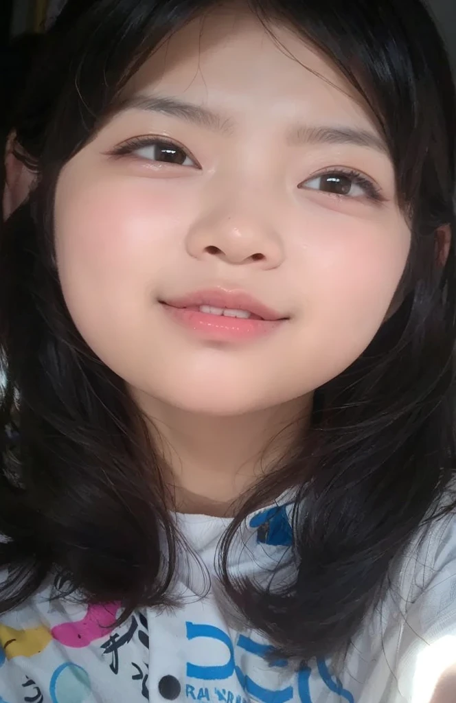 There was a young girl in a red and white shirt, wan adorable korean face, ulzzangs, jaeyeon nam, young lovely Korean faces, Shin Jinying, with cute - fine - face, cute round slanted eyes, young cute wan asian face, Korean girl, with small nose, pale round face, Choi Hyun-hwa, with round face